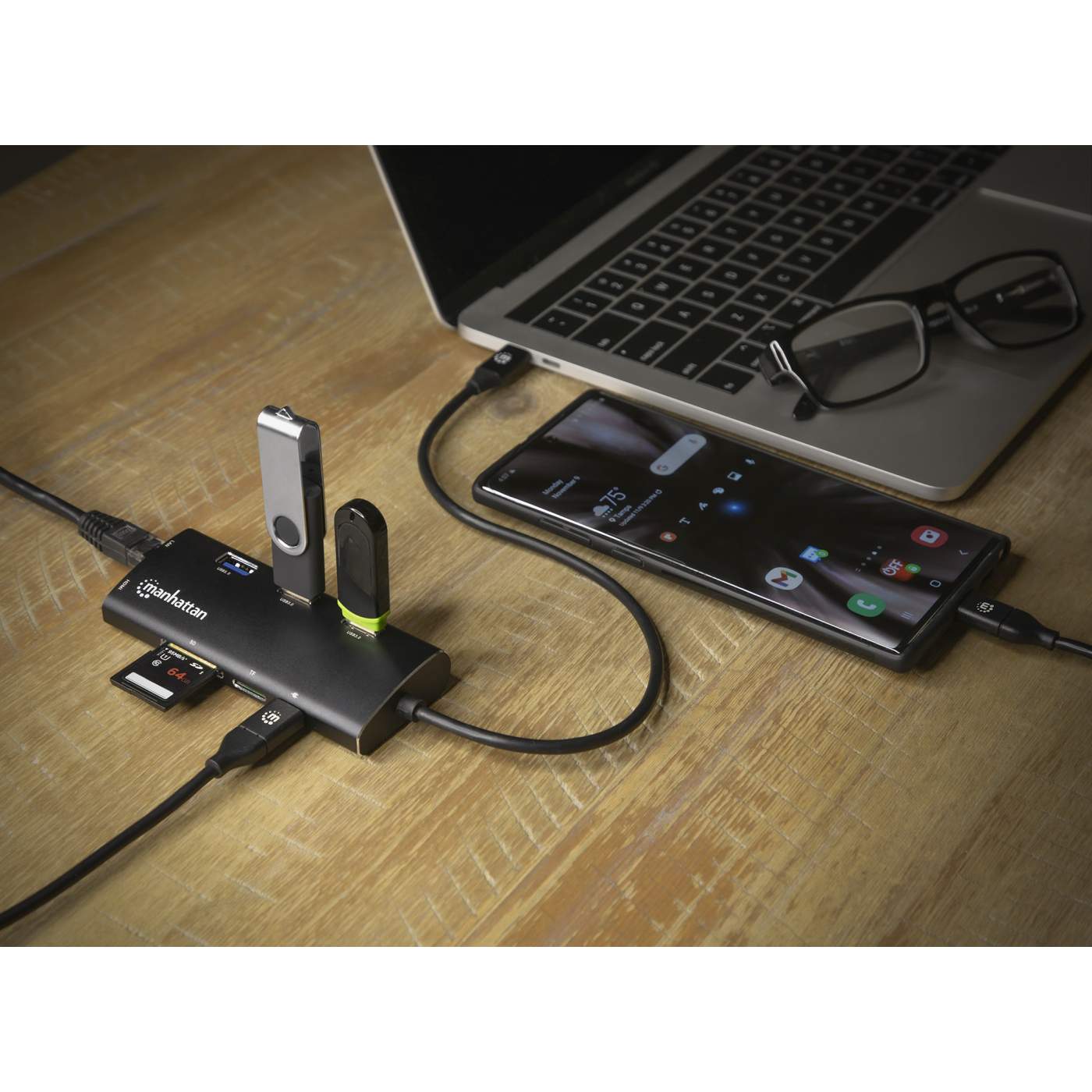 Manhattan Hub USB-C 3.1 Type-C SuperSpeed Génération 1 avec alimentation  électrique (163552)