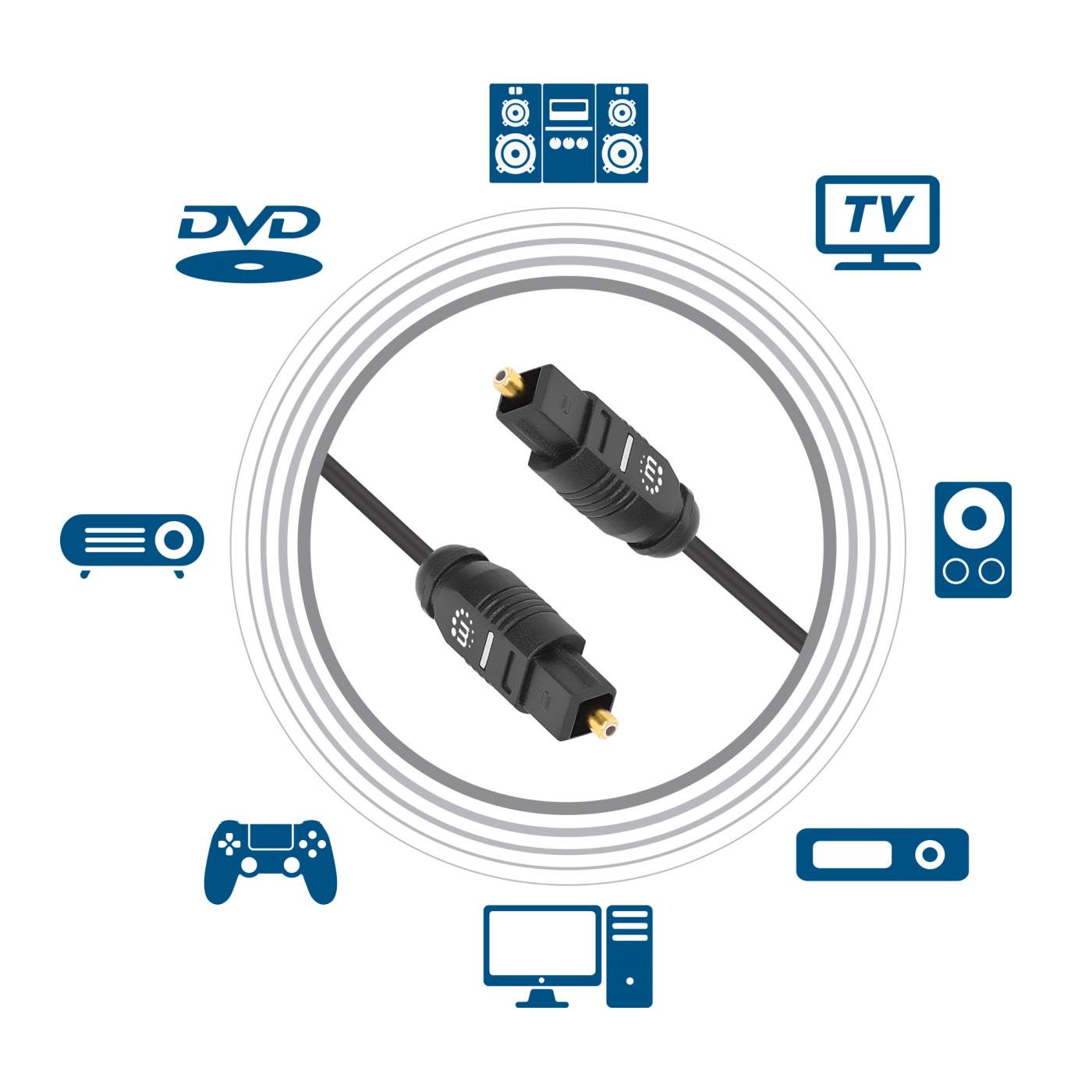 CableCreation Câble Toslink à Fibre Optique Numérique 24FT Plaqué Or pour  Home Cinéma, Barre de Son, TV, PS4, Xbox, VD/CD 