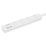 UK Power Strip with 4 Outlets and 2 USB Charging Ports Image 2
