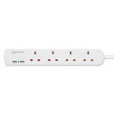 UK Power Strip with 4 Outlets and 2 USB Charging Ports Image 4