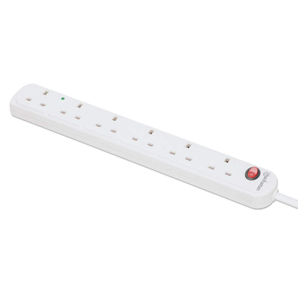 UK Power Strip with 6 Surge Protector Outlets and Switch Image 1