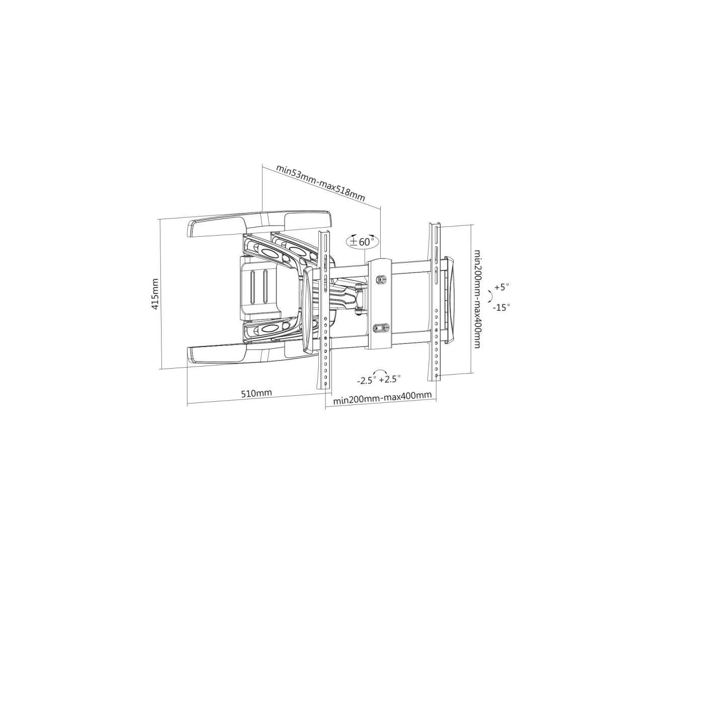 Universal Aluminum LCD Full-Motion Wall Mount Image 5