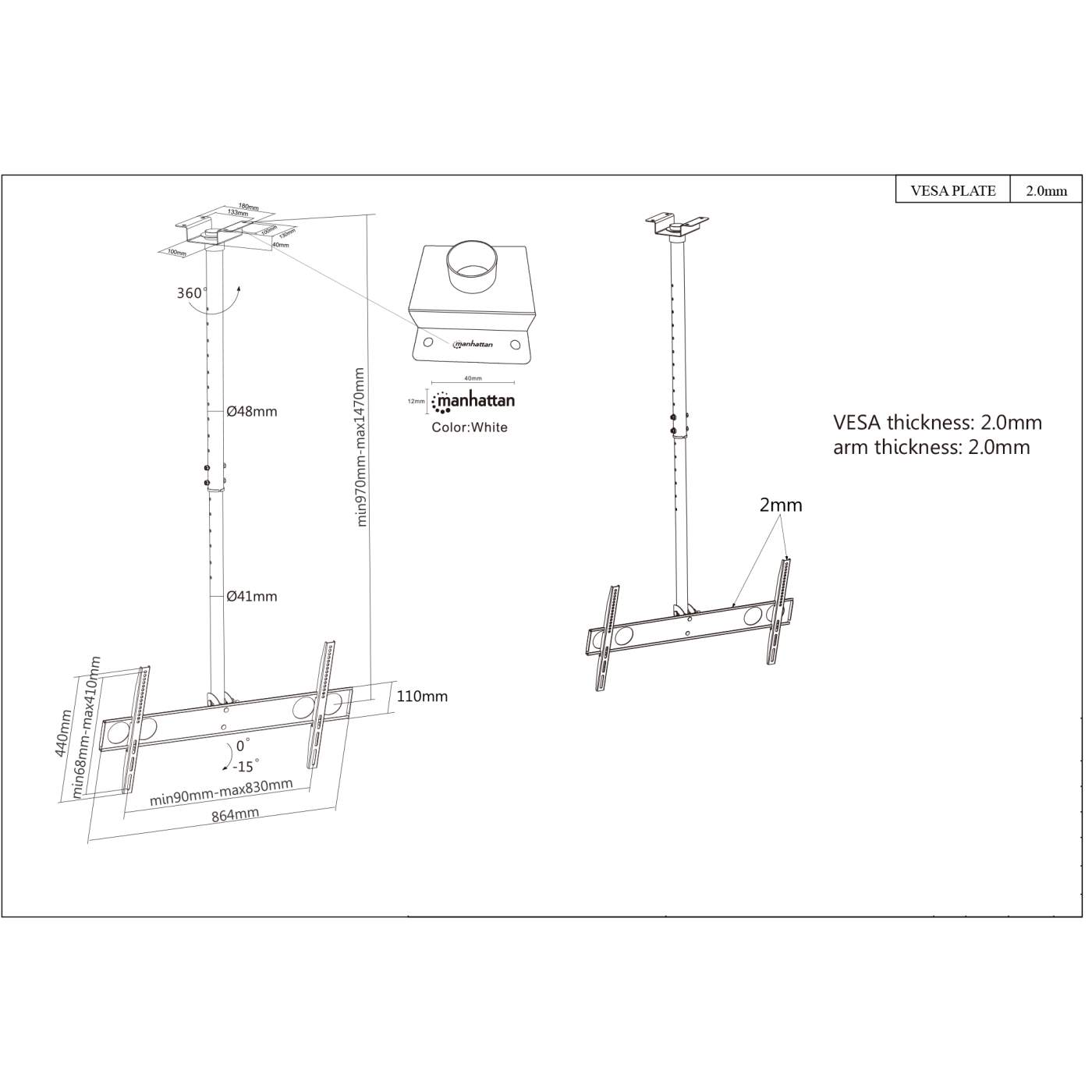 Universal Flat-Panel TV Ceiling Mount Image 5