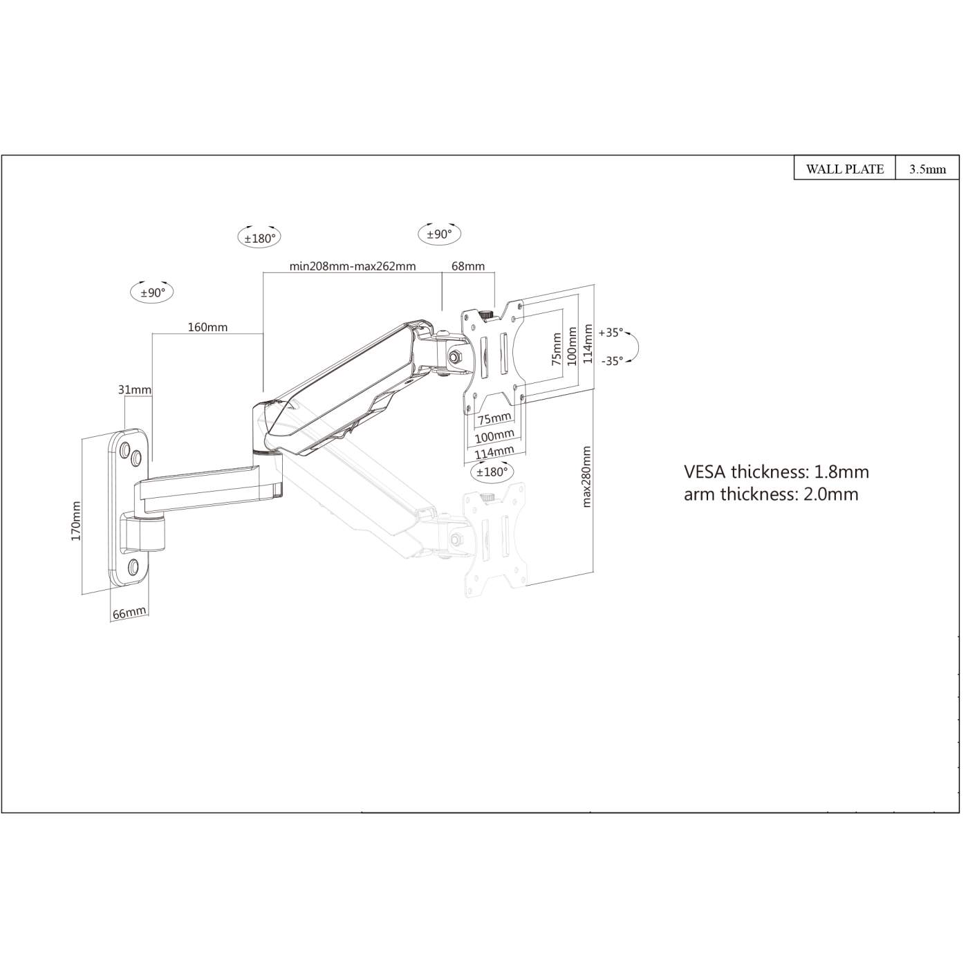 Universal Gas Spring Monitor Wall Mount Image 8