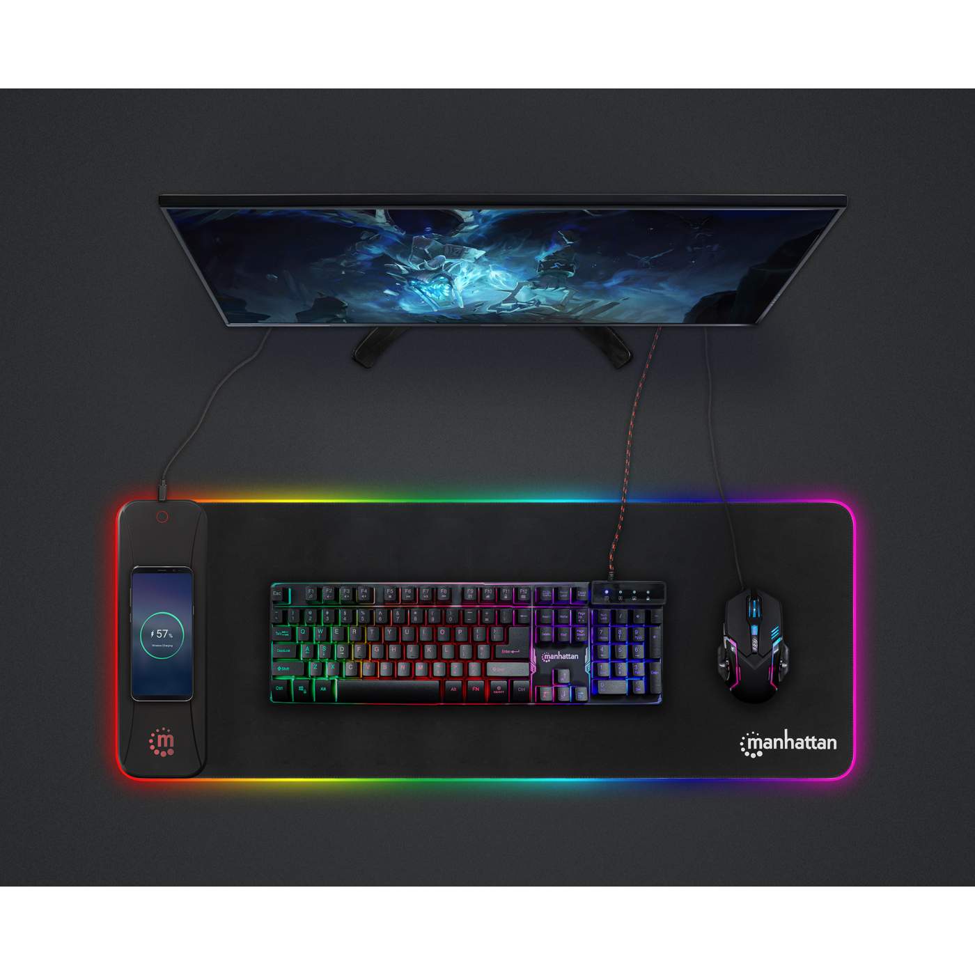 XXL RGB LED Gaming Mousepad with Wireless Charger - 10 W Image 11